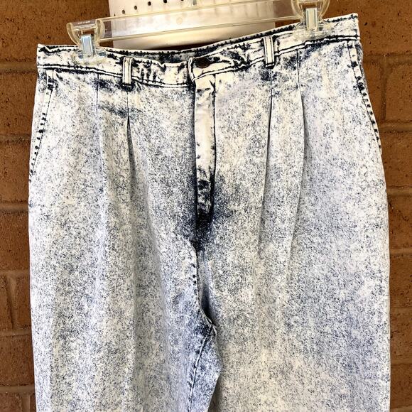 VTG 80s Levi's Sportswear Acid Wash Pleated Hi Rise Tapered Denim Jeans Plus 16 - Picture 2 of 16